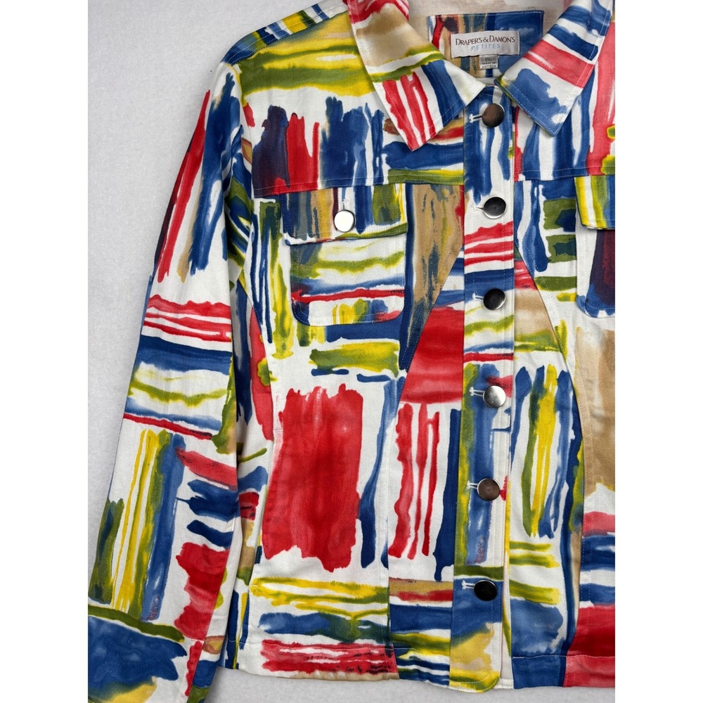 Draper's & Damon's Jacket Womens PL Petite Abstract Print Stretch Trucker